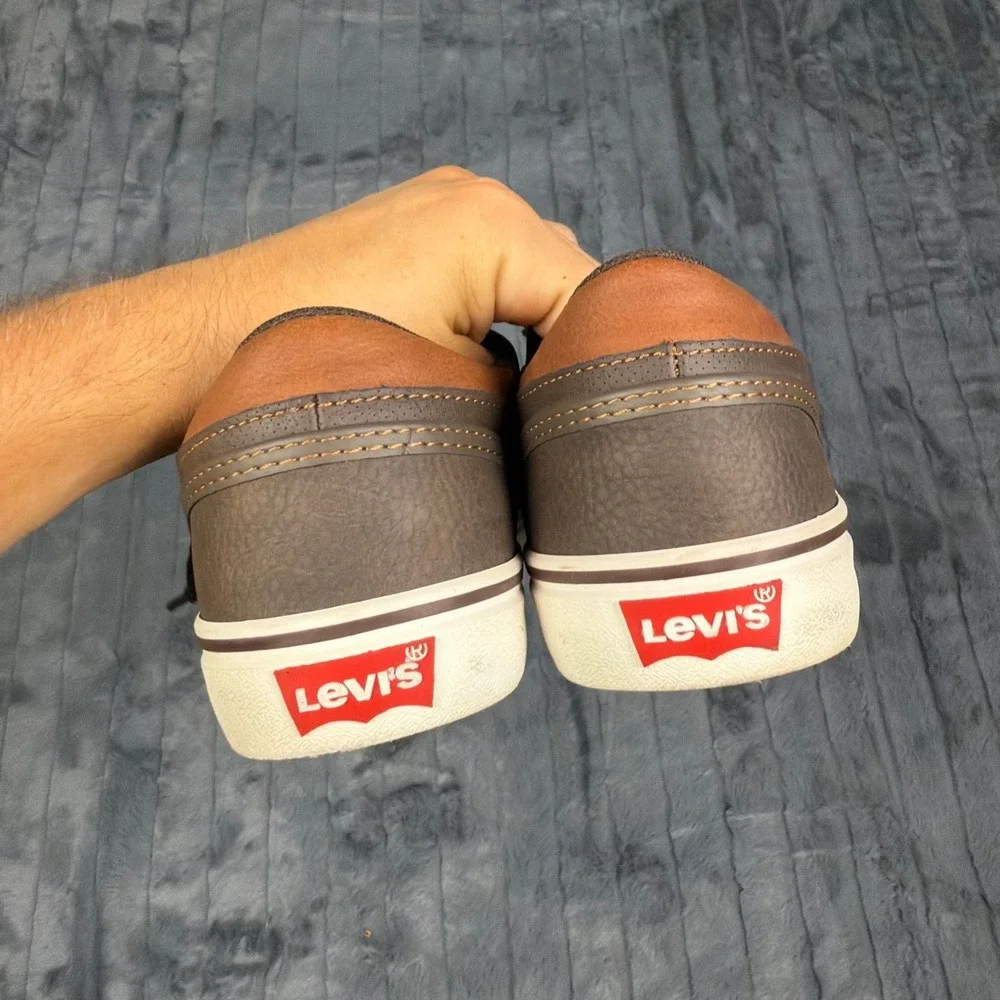 Levis Mens Turner Waxed Low Top Sneakers Brown Casual Shoes 51921409B Size 10